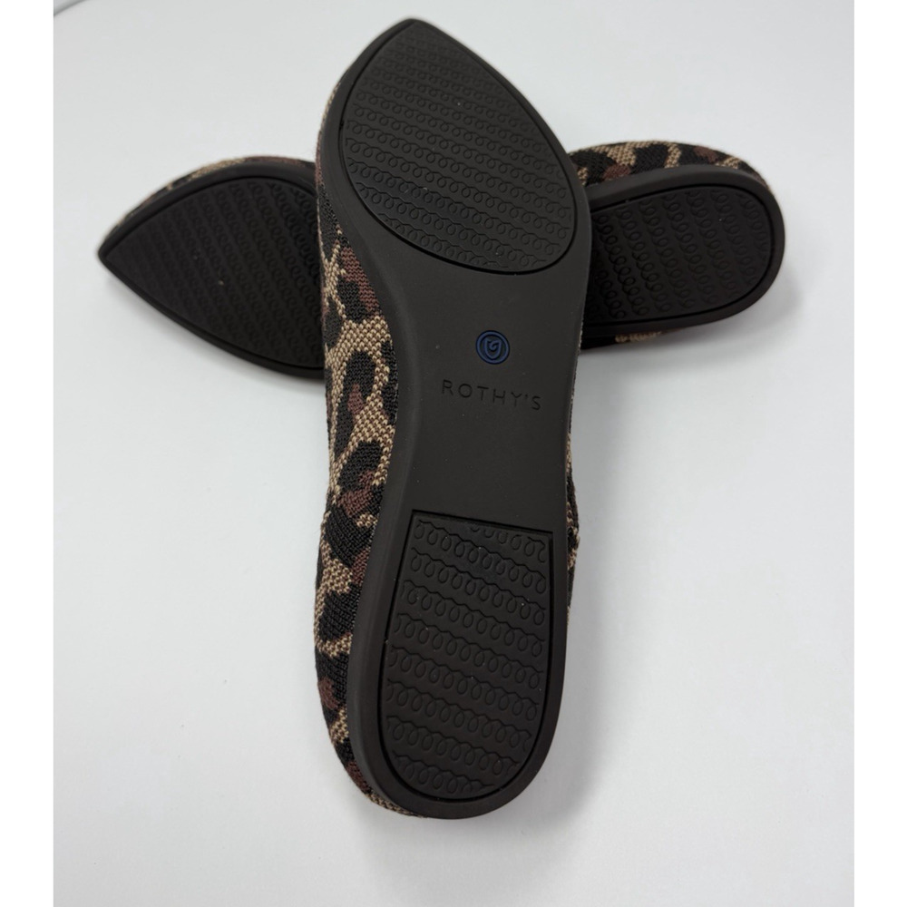 Rothy's Leopard Print Pointed Flats with Blue Trim - Picture 6 of 7